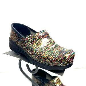 Dansko Multicolored Pixel Patent Leather  Clogs Shoes Size US 8.5